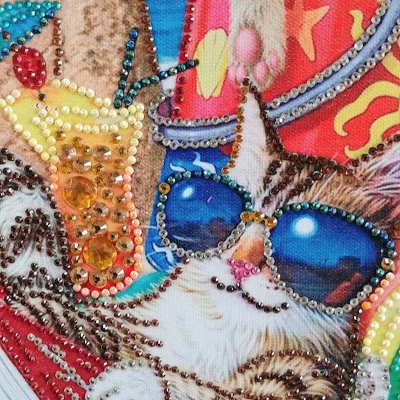 Bejeweled Cats on a Beach Art - Picture 10 of 15